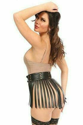 Daisy Corsets Plus Size Vegan Fringe Skirt in Black 