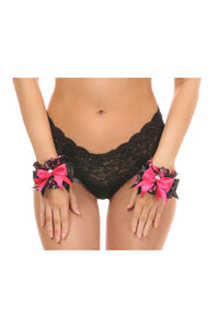 Daisy Corsets Plus Size Floral Satin Wristlet Set in Pink  from SexyShoes.com