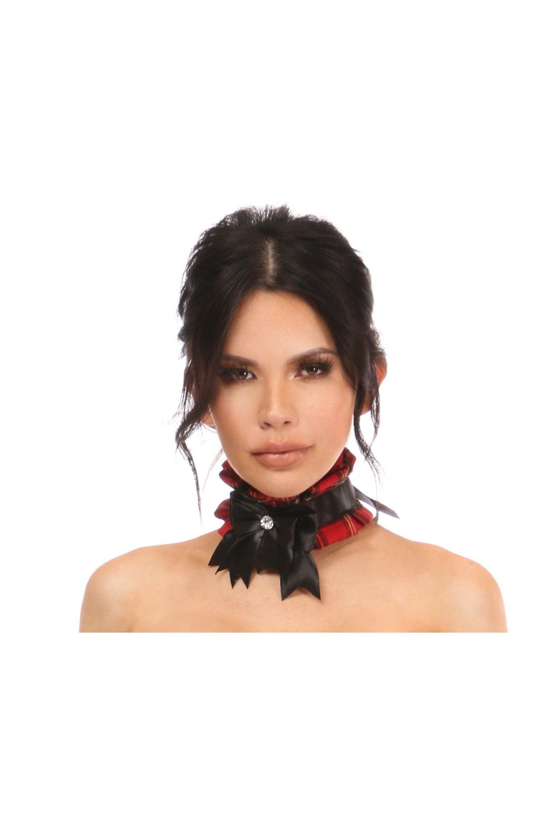 Daisy Corsets Plus Size Plaid Choker in Red  from SexyShoes.com