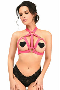 Daisy Corsets Hot Pink Stretchy Body Harness W/Gold Hardware in Pink  from SexyShoes.com