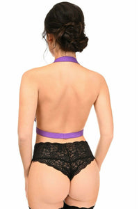 Daisy Corsets Dark Purple Stretchy Body Harness W/Gold Hardware in Purple 