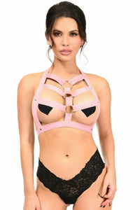 Daisy Corsets Lt Pink Stretchy Body Harness W/Silver Hardware in Pink  from SexyShoes.com