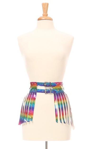 Rainbow Glitter Fringe Mini Skirt