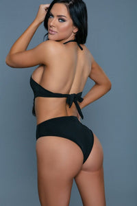 BeWicked Halter Neck Swimsuit With Ring Detail in Black 