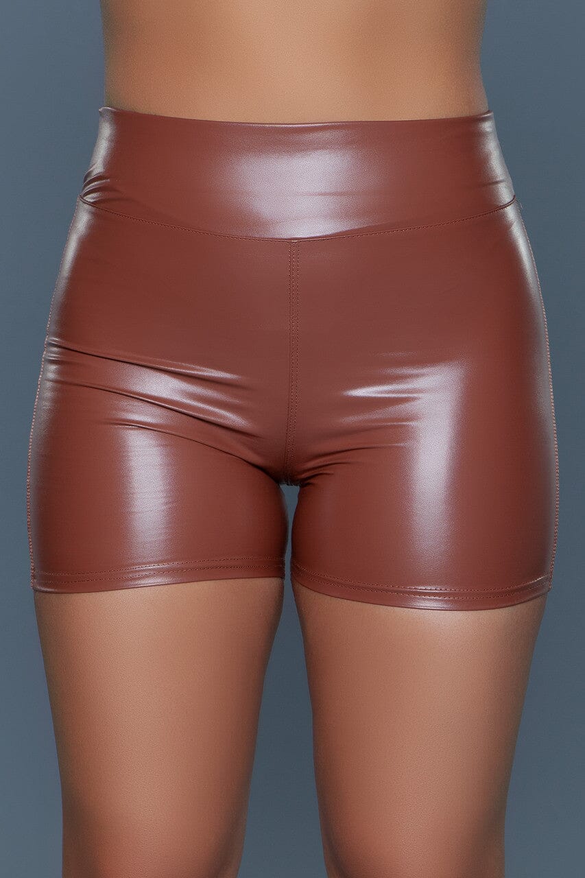 High Waist Pull Up Leather Shorts