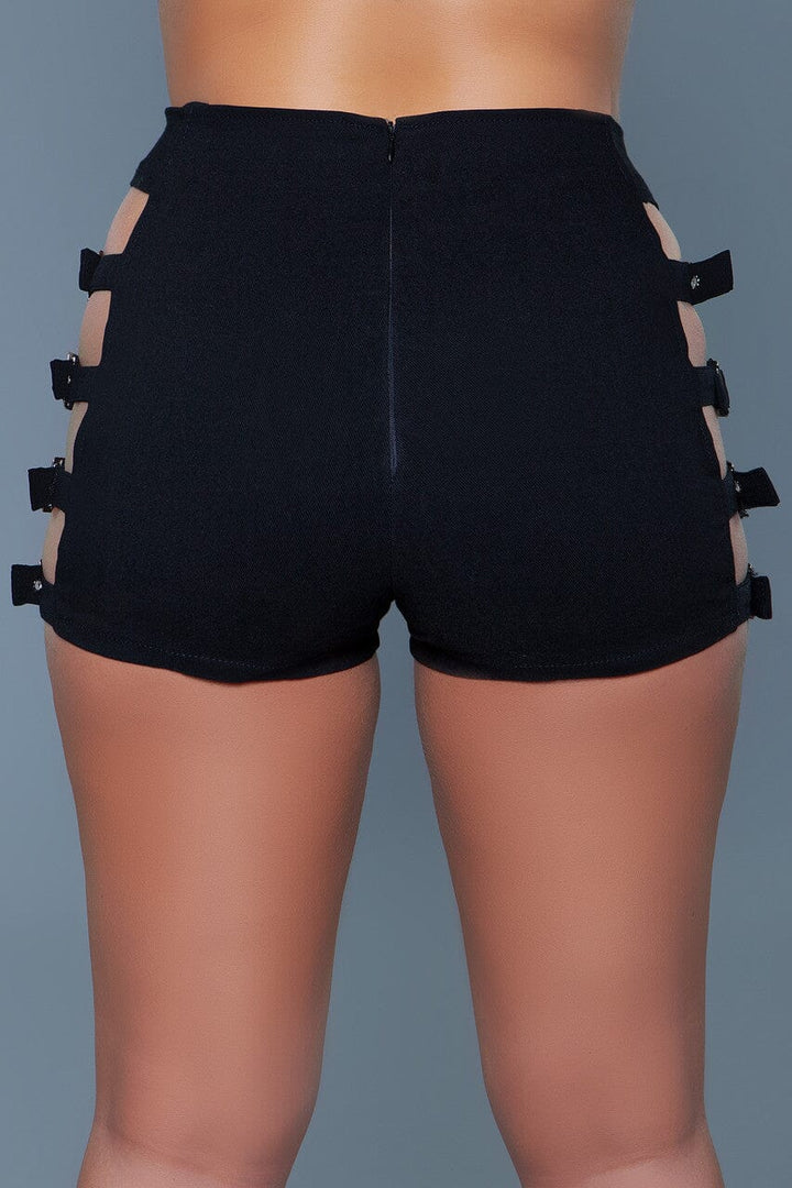 High Waist Shorts With Buckle Side Detail