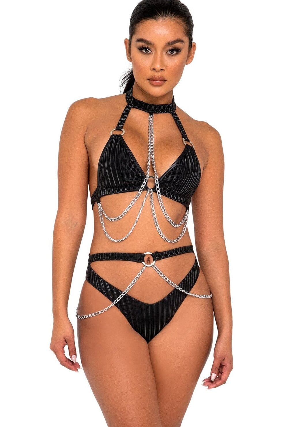 Roma Dancewear High Waisted Shorts with Cutout & Chain in Black  from SexyShoes.com