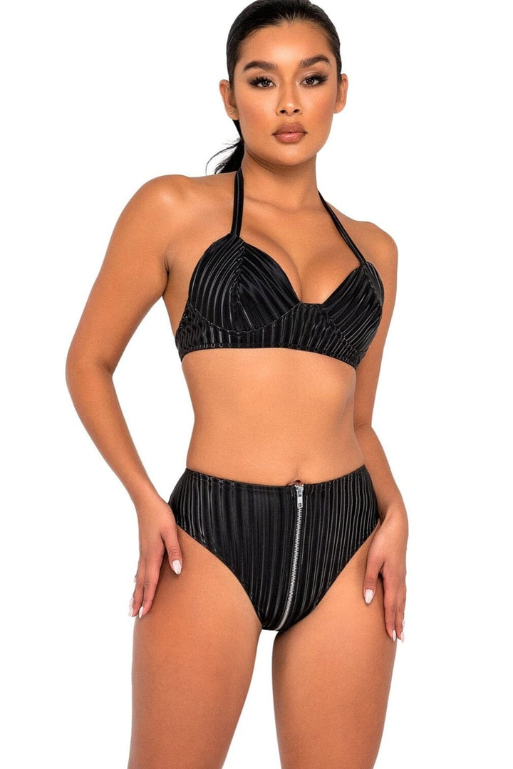 High-Waisted Zip-Up Shorts-Booty Shorts-Roma Dancewear-Black-L-SEXYSHOES.COM