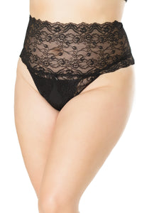 Coquette Highwaisted Lace Crotchless Panty in Black  from SexyShoes.com
