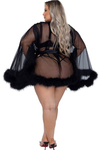 Roma Confidential Hollywood Glam Luxury Mini Robe in Black 