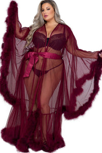 Roma Confidential Hollywood Glam Luxury Robe in Burgundy  from SexyShoes.com