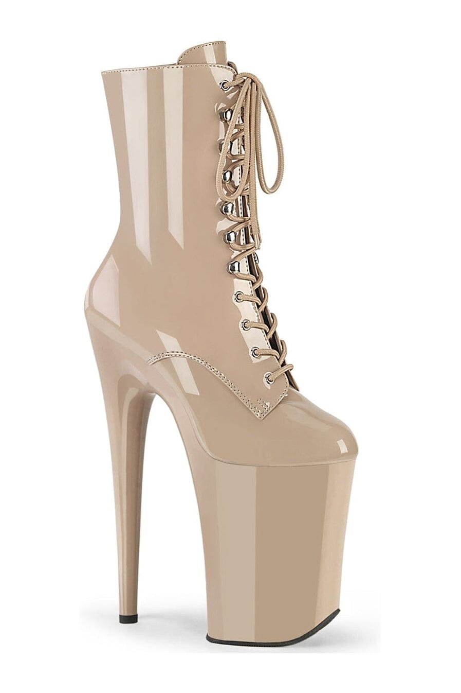 Pleaser INFINITY-1020 Nude Patent Ankle Boot in Nude Patent from SexyShoes.com
