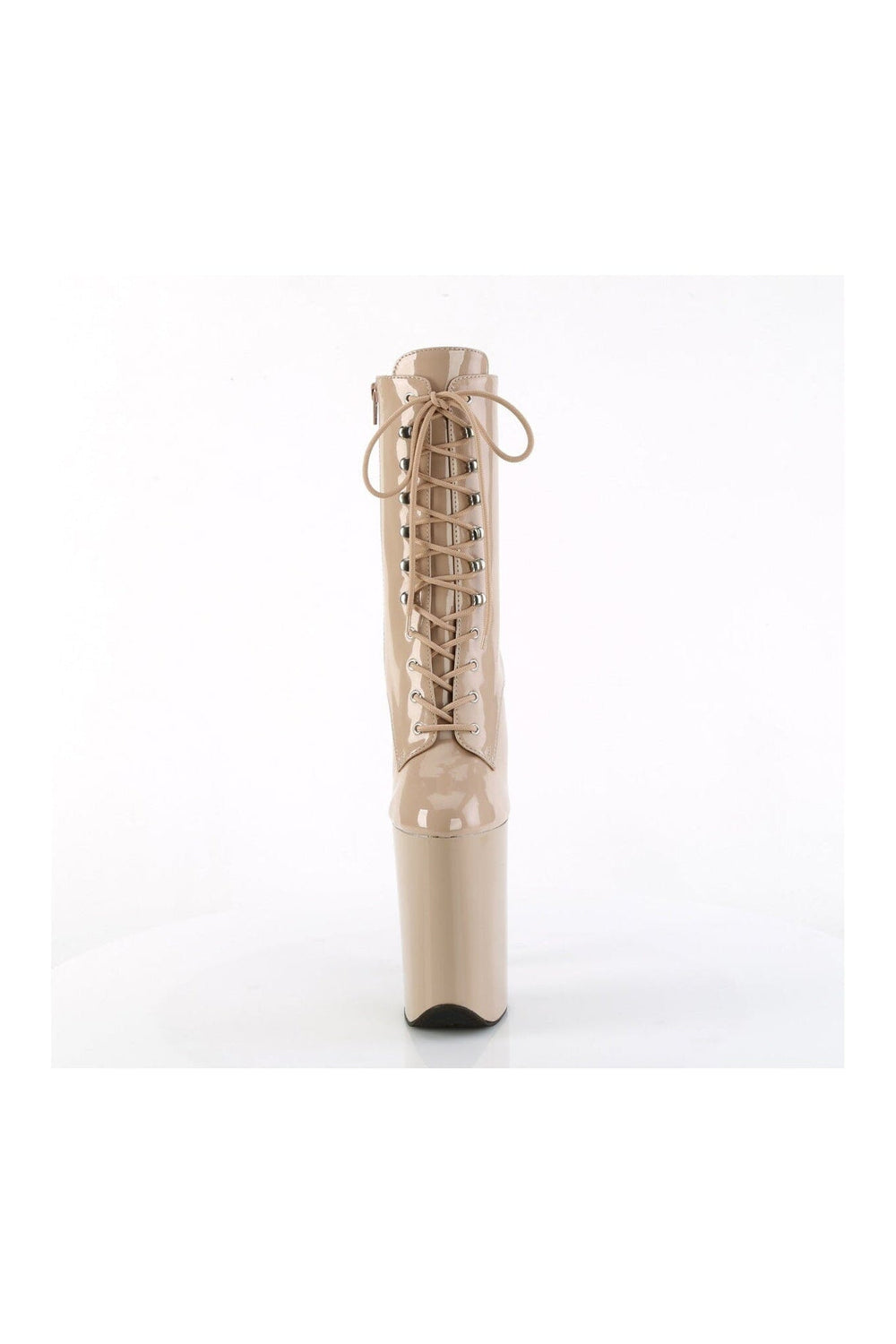 Pleaser INFINITY-1020 Nude Patent Ankle Boot in Nude Patent