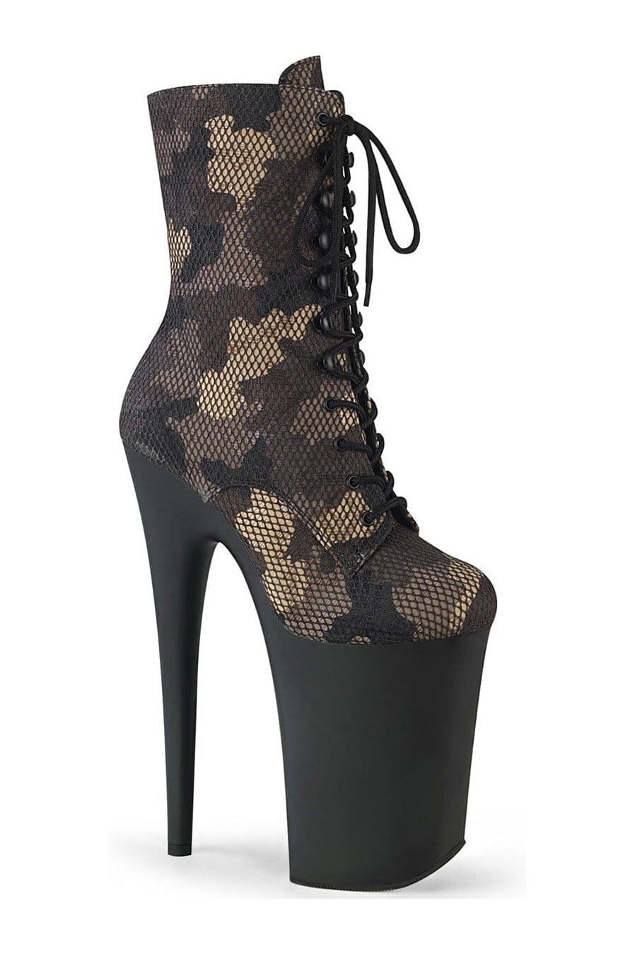 Pleaser INFINITY-1020CM Green Canvas Ankle Boot in Green Canvas from SexyShoes.com