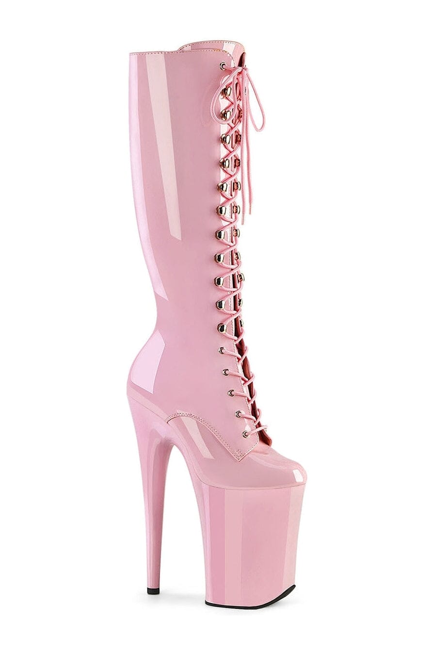 INFINITY-2020 Pink Patent Knee Boot-Knee Boots-Pleaser-Pink-5-Patent-SEXYSHOES.COM