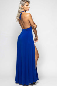 Isabella Blue Lycra Dress-Edgy Dresses-Les P&