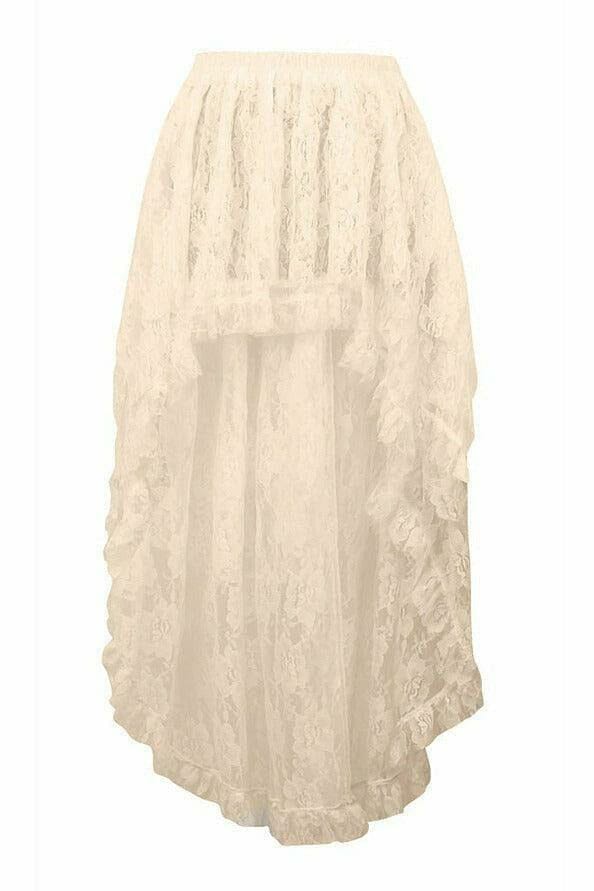 Daisy Corsets Ivory Lace Hi Low Skirt in Ivory  from SexyShoes.com