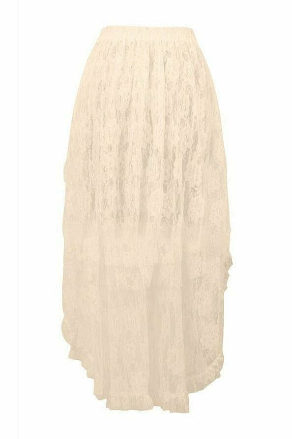 Ivory Lace Hi Low Skirt-Costume Skirts-Daisy Corsets-SEXYSHOES.COM
