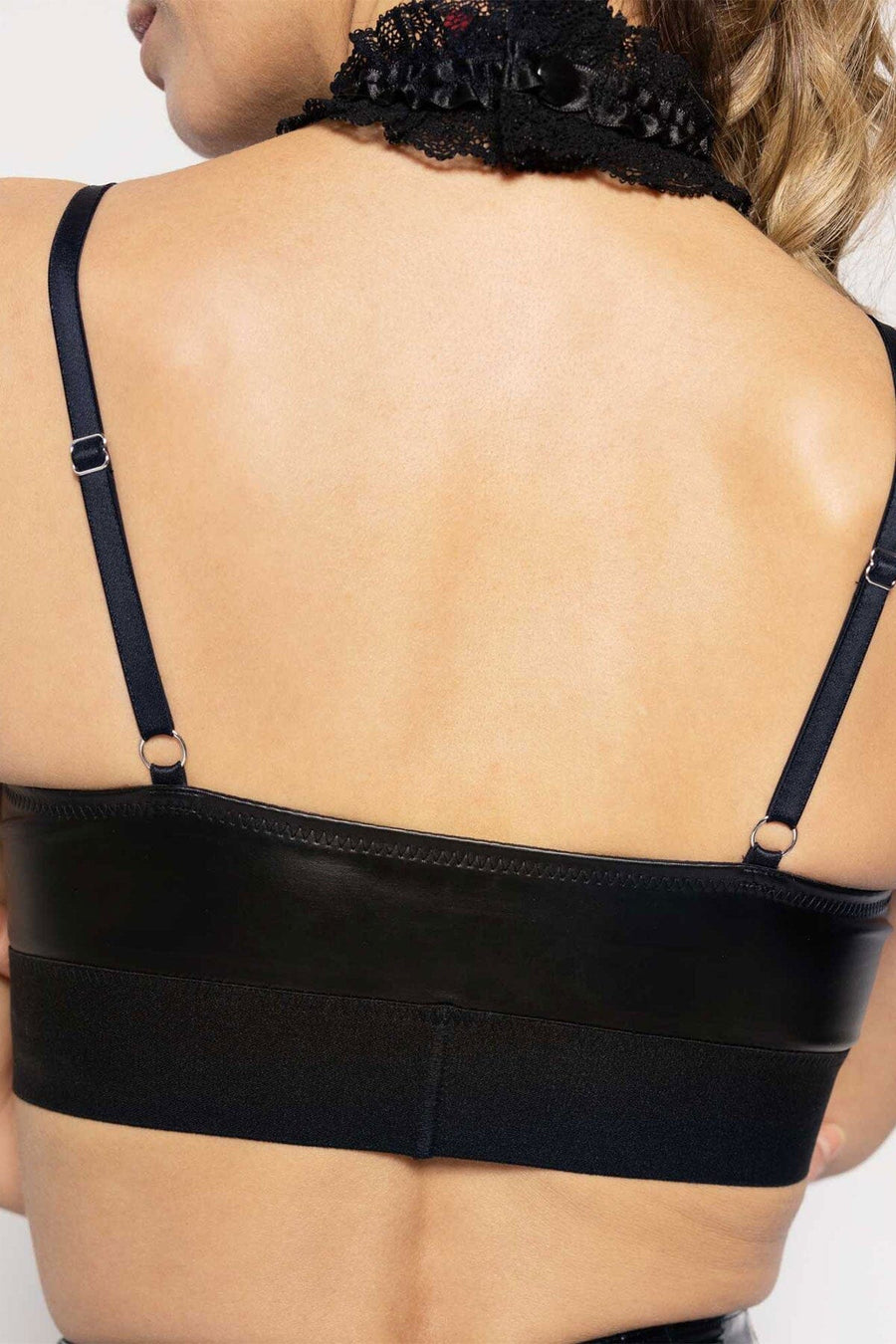 Patrice Catanzaro Jade Black Faux Leather Bralette in Black 