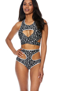 Bodyshotz Two Piece Paisley Bandana Handkerchief Set in Black  from SexyShoes.com