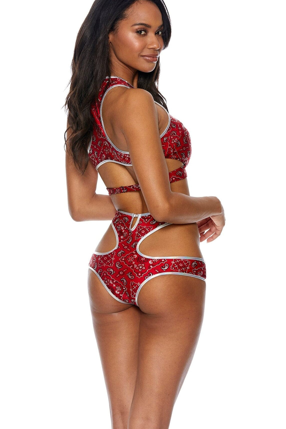 Two Piece Paisley Bandana Handkerchief Set-Dancewear Sets-SEXYSHOES.COM