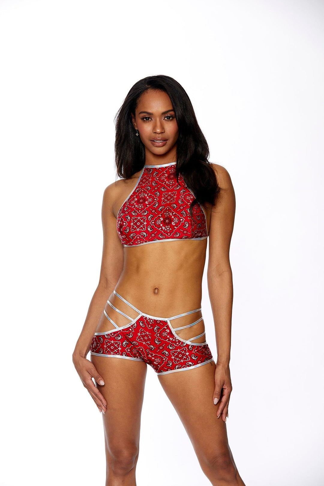 Strappy Two Piece Paisley Bandana with Large Cut Out Set