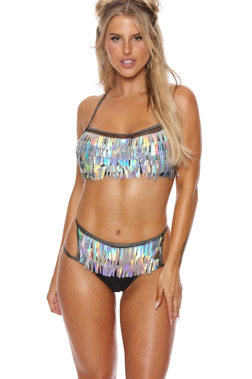 Fringed Bra with removable "X" Back-Crop Tops-SEXYSHOES.COM