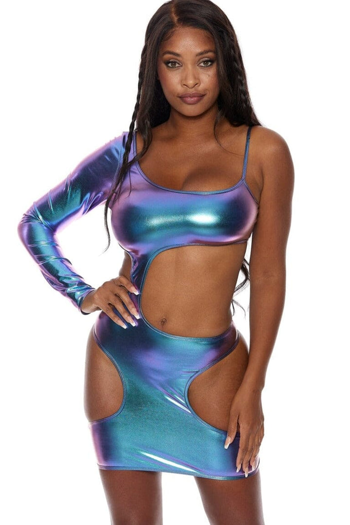Hologram Liquify Dress with Large Cut Outs