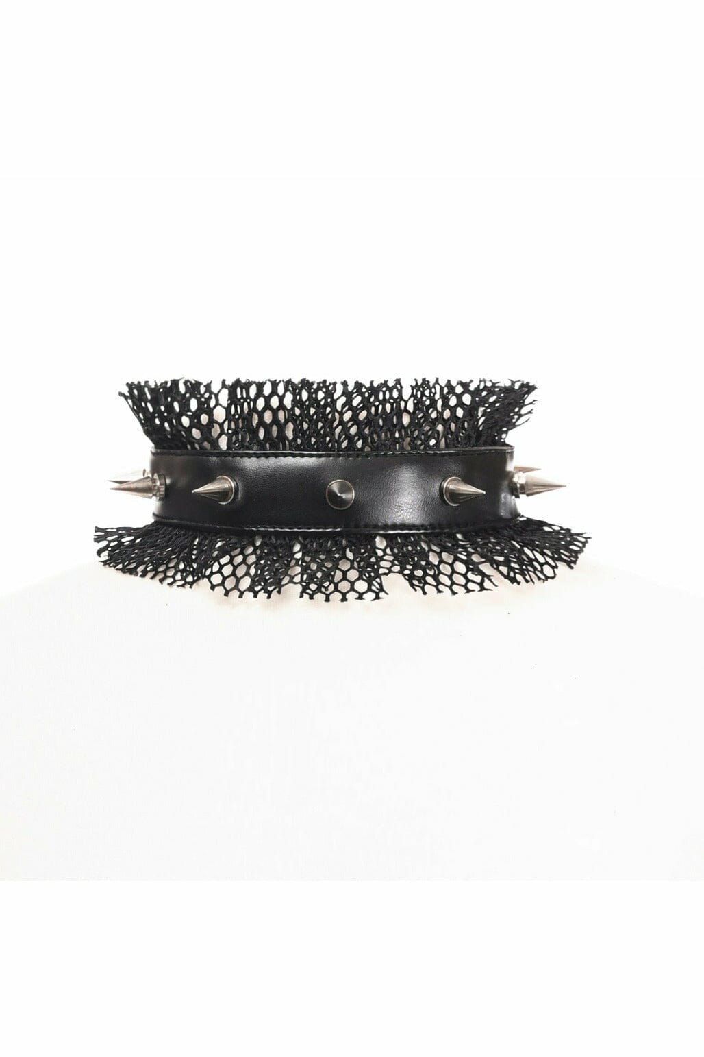 Daisy Corsets Kitten Collection Black Fishnet Spike Choker in Black  from SexyShoes.com