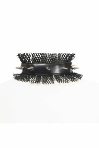 Daisy Corsets Kitten Collection Black Fishnet Spike Choker in Black  from SexyShoes.com