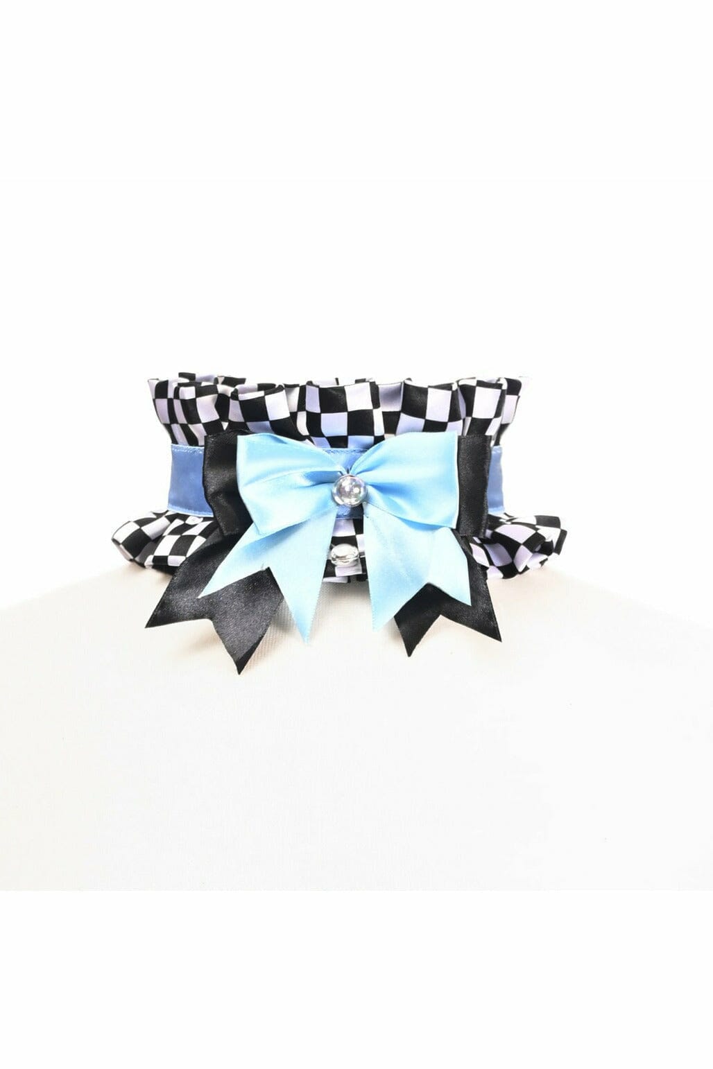 Daisy Corsets Kitten Collection Checker Print Choker in Blue  from SexyShoes.com