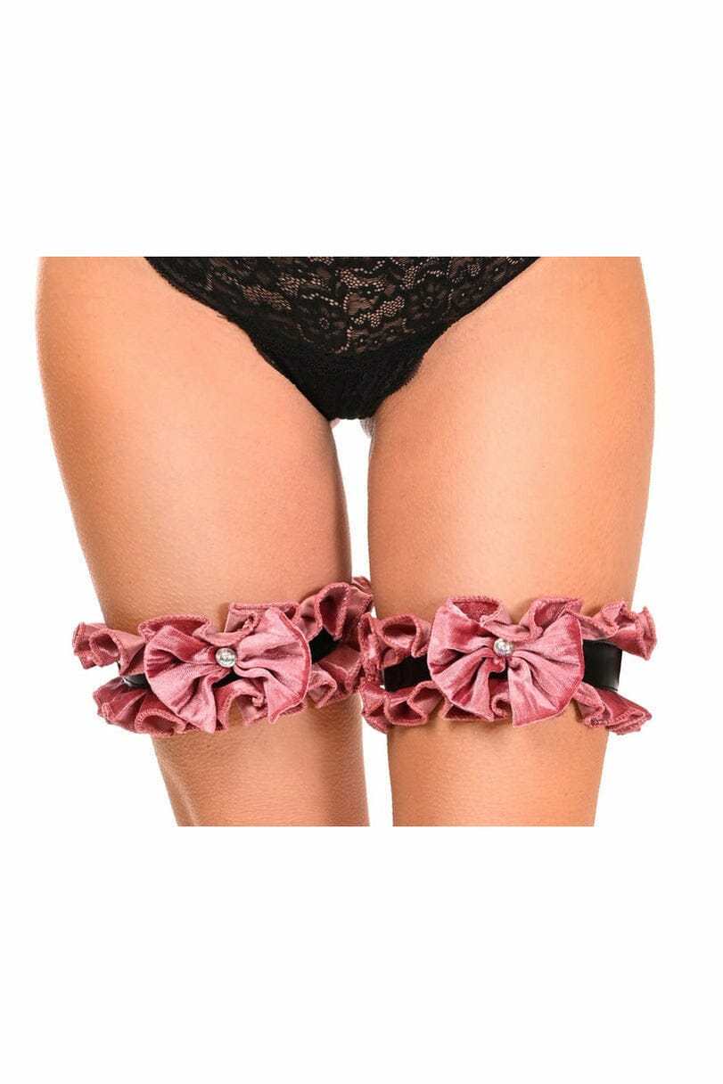 Kitten Collection Dusty Rose Velvet Leg Garters (Set of 2)-Leg Garters-Daisy Corsets-Pink-S/M-SEXYSHOES.COM