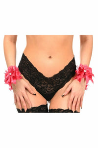 Daisy Corsets Kitten Collection Fuchsia Lace Wristlets (Set of 2) in Fuchsia  from SexyShoes.com