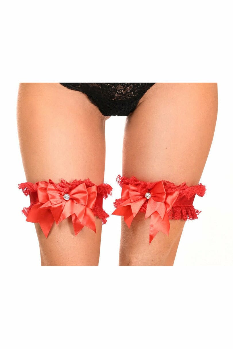 Kitten Collection Red/Red Lace Garters (set of 2)-Leg Garters-Daisy Corsets-Red-S/M-SEXYSHOES.COM
