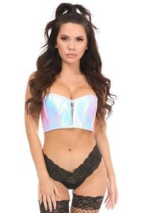 Daisy Corsets Plus Size Short Bustier in Hologram  from SexyShoes.com