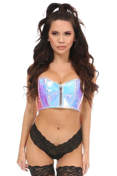 Daisy Corsets Plus Size Short Bustier in Hologram  from SexyShoes.com
