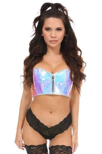 Daisy Corsets Plus Size Short Bustier in Hologram  from SexyShoes.com