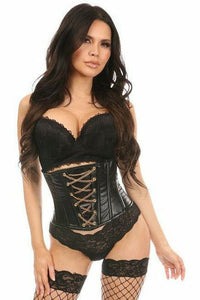 Daisy Corsets Lavish Wet Look Mini Cincher Corset w/Gold Chains in Black  from SexyShoes.com