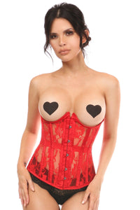 Daisy Corsets Plus Size Lace Open Cup Underbust Corset in Red  from SexyShoes.com