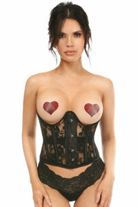 Daisy Corsets Lavish Sheer Black Lace Open Bust Underwire Short Underbust Corset in Black  from SexyShoes.com