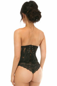 Daisy Corsets Lavish Sheer Black Lace Open Bust Underwire Short Underbust Corset in Black 