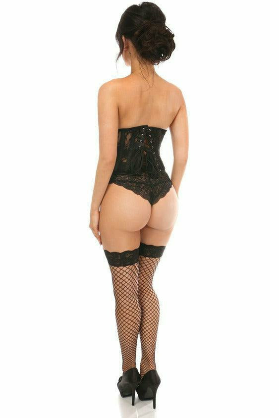 Lavish Sheer Black Lace Open Bust Underwire Short Underbust Corset