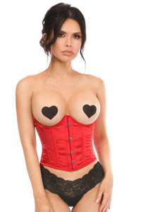 Daisy Corsets Lavish Red Satin Open Bust Underwire Short Underbust Corset in Red  from SexyShoes.com