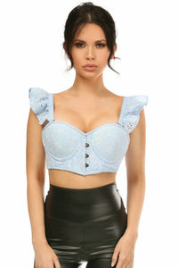 Daisy Corsets Lavish Lt Blue Eyelet Underwire Bustier Top w/Removable Ruffle Sleeves in Blue  from SexyShoes.com