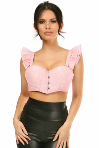 Daisy Corsets Lavish Lt Pink Eyelet Underwire Bustier Top w/Removable Ruffle Sleeves in Pink  from SexyShoes.com