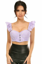 Lavish Lavender Eyelet Underwire Bustier Top w/Removable Ruffle Sleeves