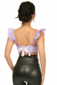 Daisy Corsets Lavish Lavender Eyelet Underwire Bustier Top w/Removable Ruffle Sleeves in Purple 