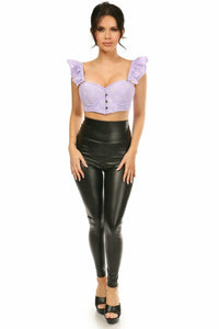 Daisy Corsets Lavish Lavender Eyelet Underwire Bustier Top w/Removable Ruffle Sleeves in Purple 