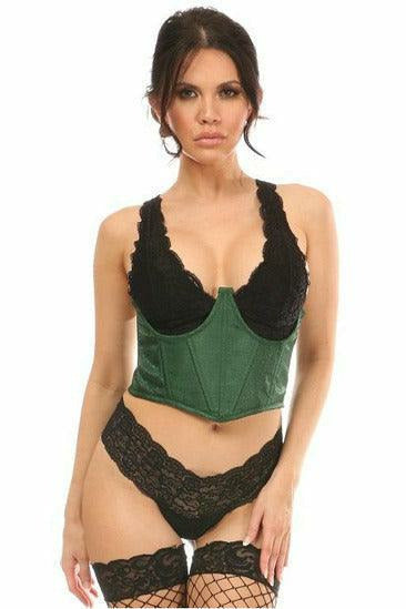 Lavish Dark Green Brocade Open Cup Waist Cincher