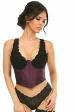 Lavish Plum Brocade Open Cup Waist Cincher